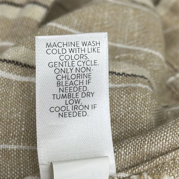 J. Jill Pants Size Large Crop Linen Blend Striped Tan Wide-Leg - Picture 12 of 13